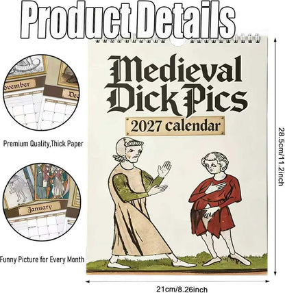Christmas Sale - 49% Off-Funny Medieval Pics Wall Calender 2027