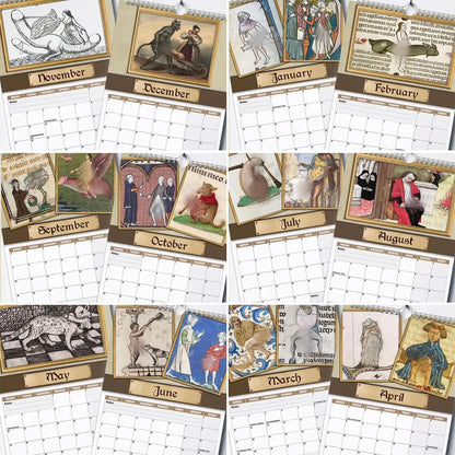 Christmas Sale - 49% Off-Funny Medieval Pics Wall Calender 2027