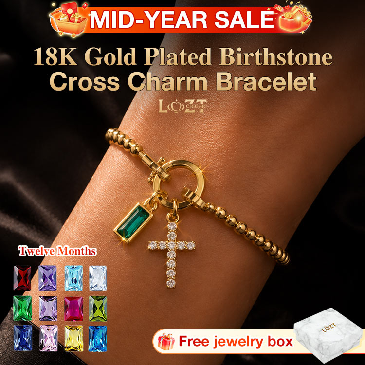 18K Gold Plated Beaded Stretch with Charm
