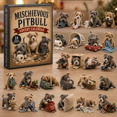 CHRISTMAS KICKOFF 49% OFF - Mischievous Pitbull Advent Calendar 2026 - 24-Day Festive Countdown, Acrylic Charms Blind Box - Gift For Pitbull Lovers AC0TM277