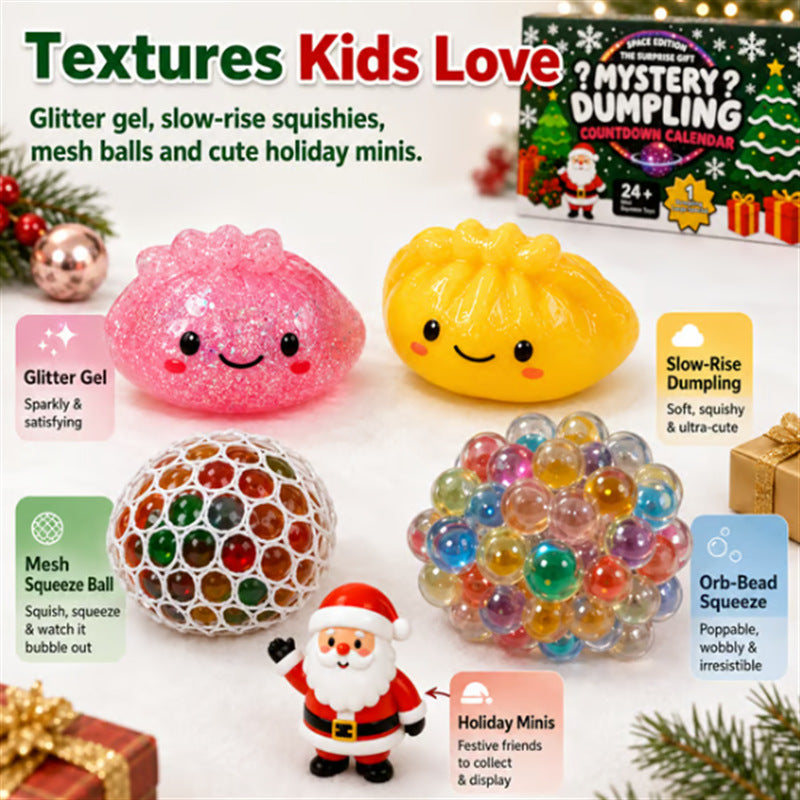 CHRISTMAS KICKOFF 49% OFF - 2026 Mystery Dumpling Squeeze Toy Blind Box - 24‑Day Festive Countdown, Cute Squish Squeeze Toys Blind Box - Gift For Stress‑Relief Toy Lovers