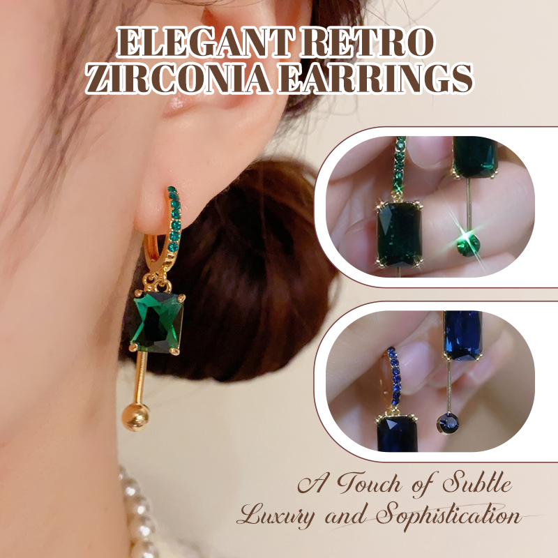 💎 ✨ Vintage Geometric Dangle Stud Earrings, Copper Frame Inlaid Synthetic Crystal Drop Earrings – Geometric, Dangling, Clip-On ✨