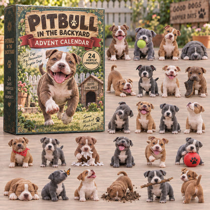 CHRISTMAS KICKOFF 49% OFF - Pitbull In Backyard Advent Calendar 2026 - 24-Day Festive Countdown, Acrylic Charms Blind Box - Gift For Pitbull Lovers AC0TM278