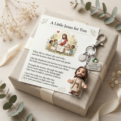 'A Little Jesus for You' - Comforting Pocket Reminder Keychain & Poem Card Gift Set 🌟🙏