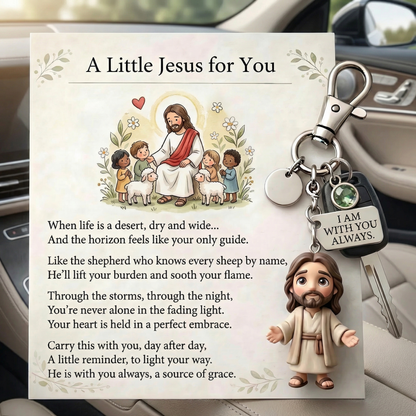 'A Little Jesus for You' - Comforting Pocket Reminder Keychain & Poem Card Gift Set 🌟🙏