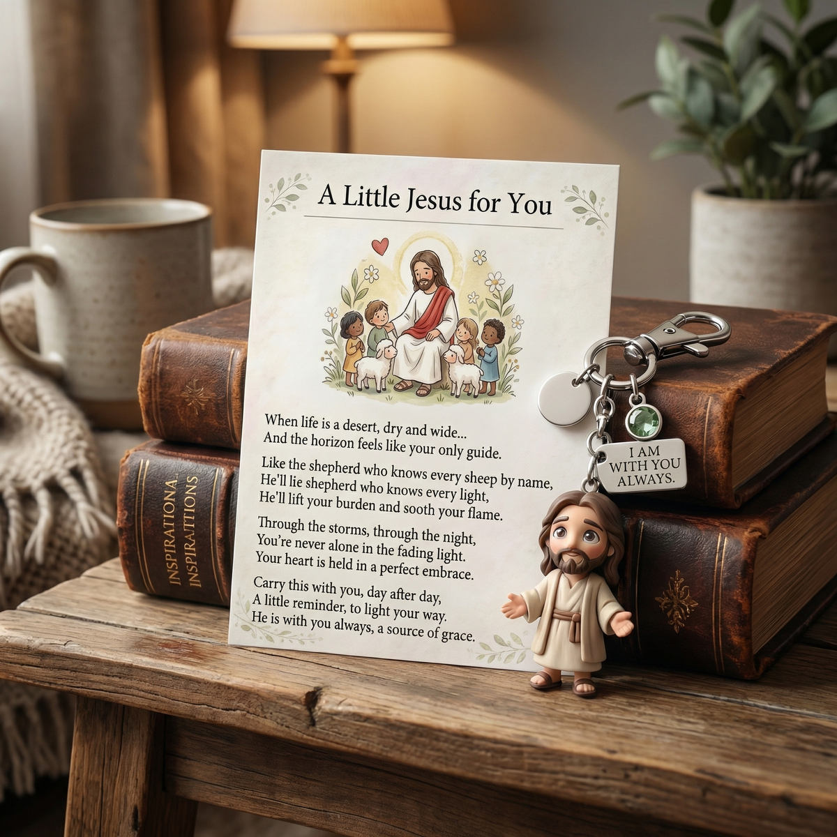 'A Little Jesus for You' - Comforting Pocket Reminder Keychain & Poem Card Gift Set 🌟🙏