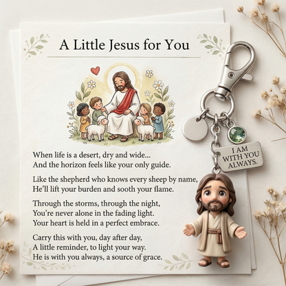 'A Little Jesus for You' - Comforting Pocket Reminder Keychain & Poem Card Gift Set 🌟🙏