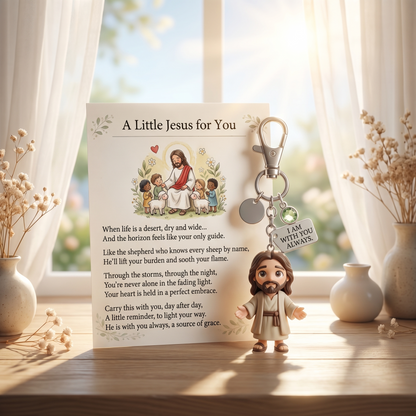 'A Little Jesus for You' - Comforting Pocket Reminder Keychain & Poem Card Gift Set 🌟🙏