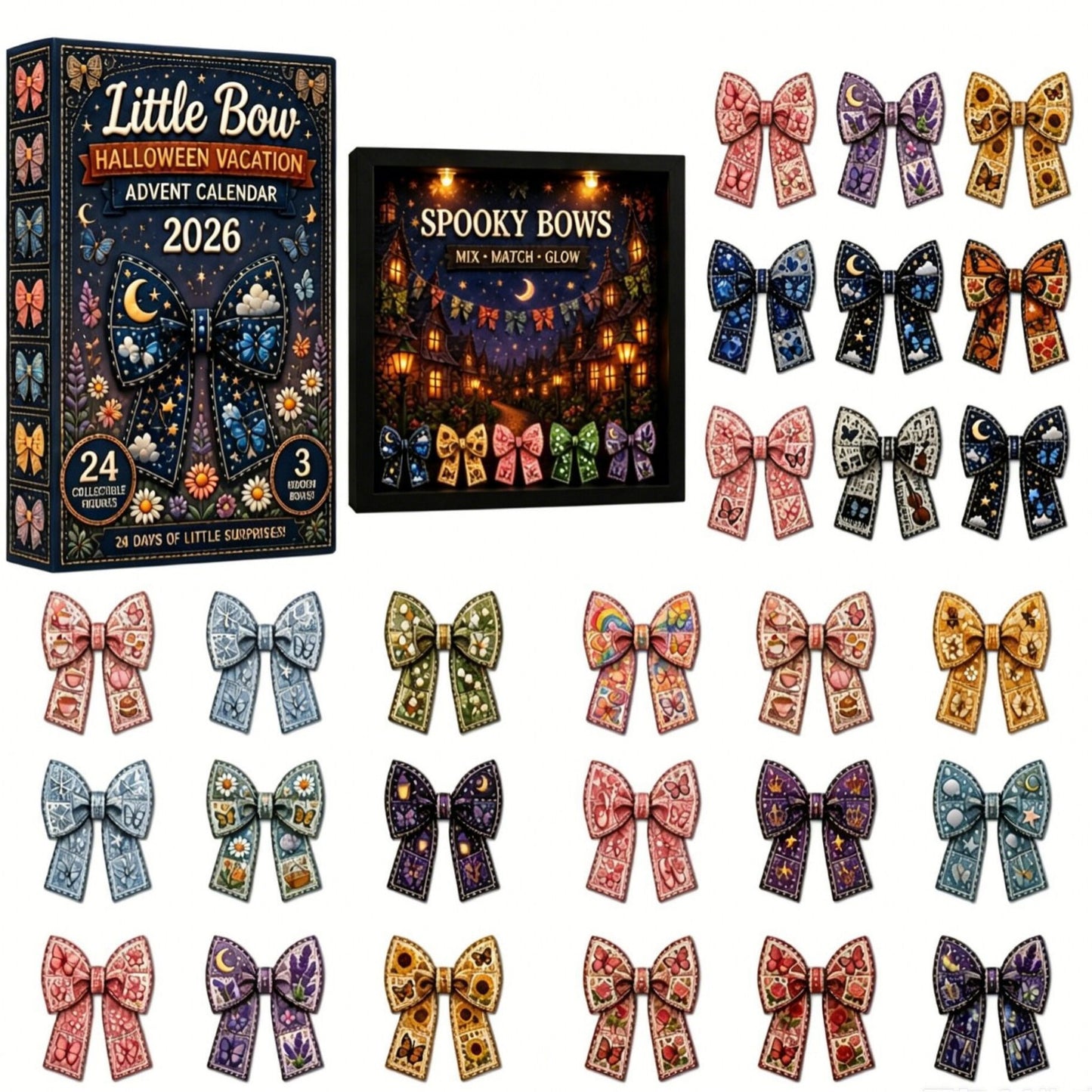 HALLOWEEN KICKOFF: 48% OFF – 2026 Little Bow Halloween Advent Calendar – 24 Days of Magical Bow Surprises, Spooky Acrylic Ornaments Blind Box
