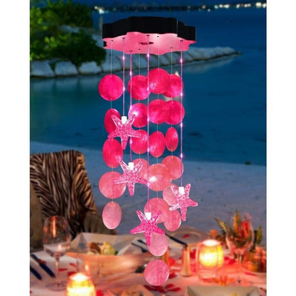🌈 ✨ Solar-Powered Seashell Wind Chime Light