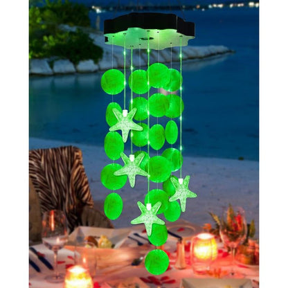 🌈 ✨ Solar-Powered Seashell Wind Chime Light