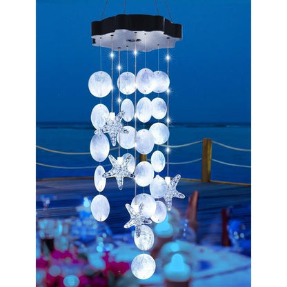 🌈 ✨ Solar-Powered Seashell Wind Chime Light