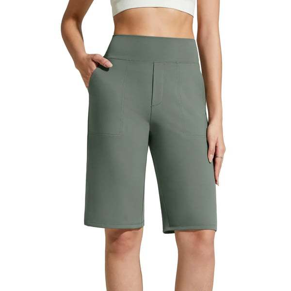 🩳 ✨ Women's Stretch Walking Shorts – 4-Way Stretch, High-Rise, Knee-Length 🚶‍♀️