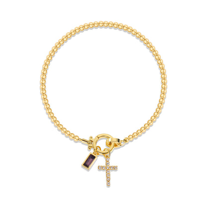 18K Gold Plated Beaded Stretch with Charm