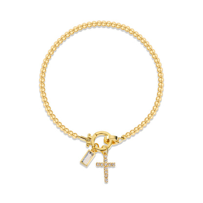 18K Gold Plated Beaded Stretch with Charm