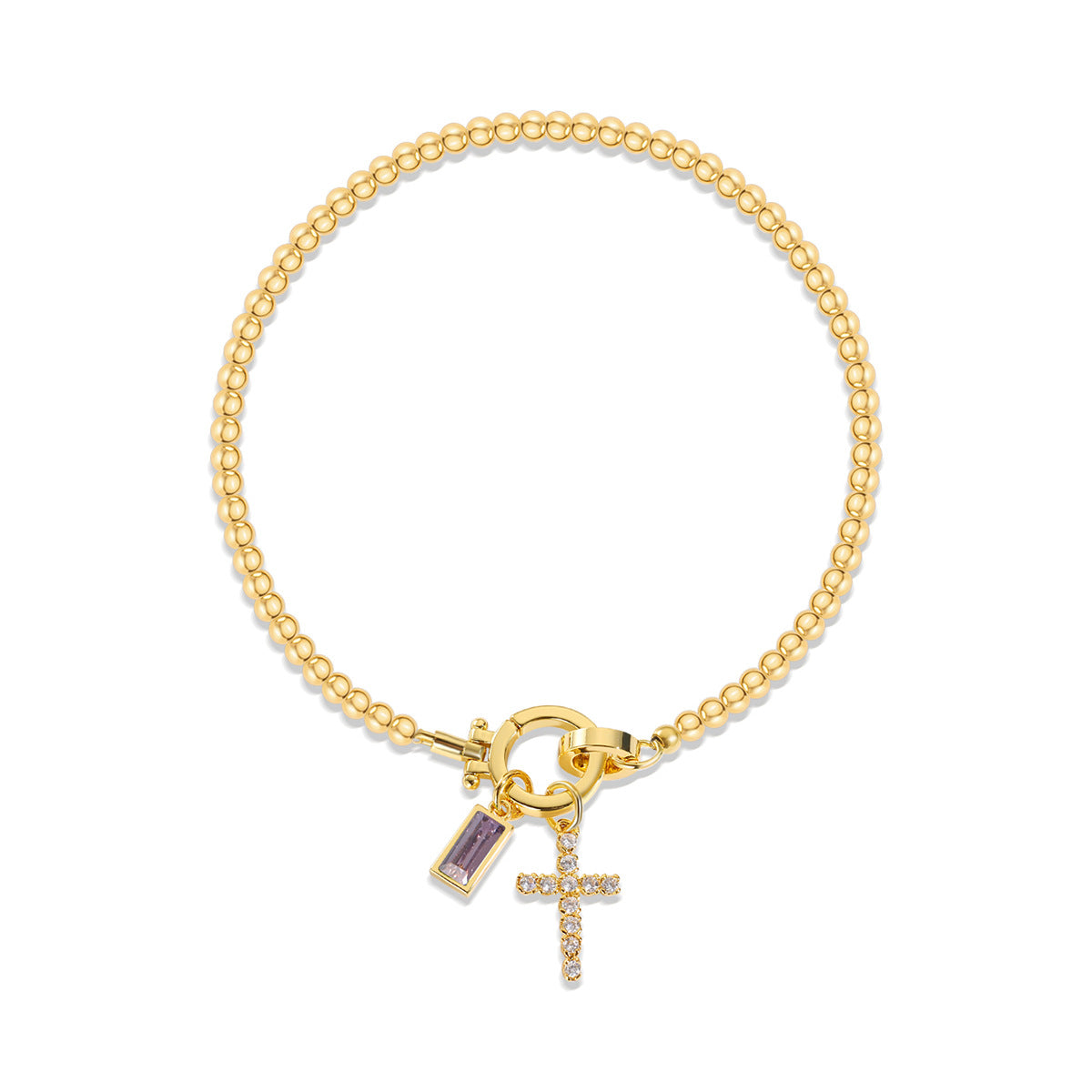 18K Gold Plated Beaded Stretch with Charm