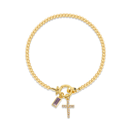18K Gold Plated Beaded Stretch with Charm