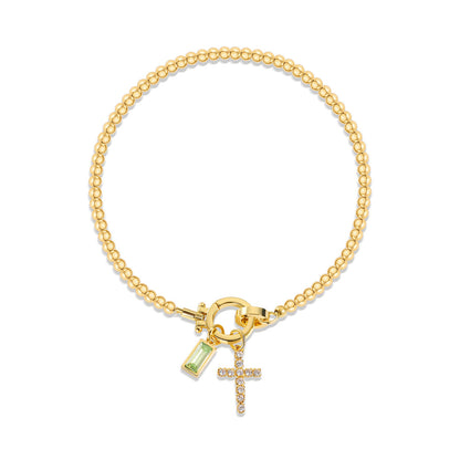 18K Gold Plated Beaded Stretch with Charm