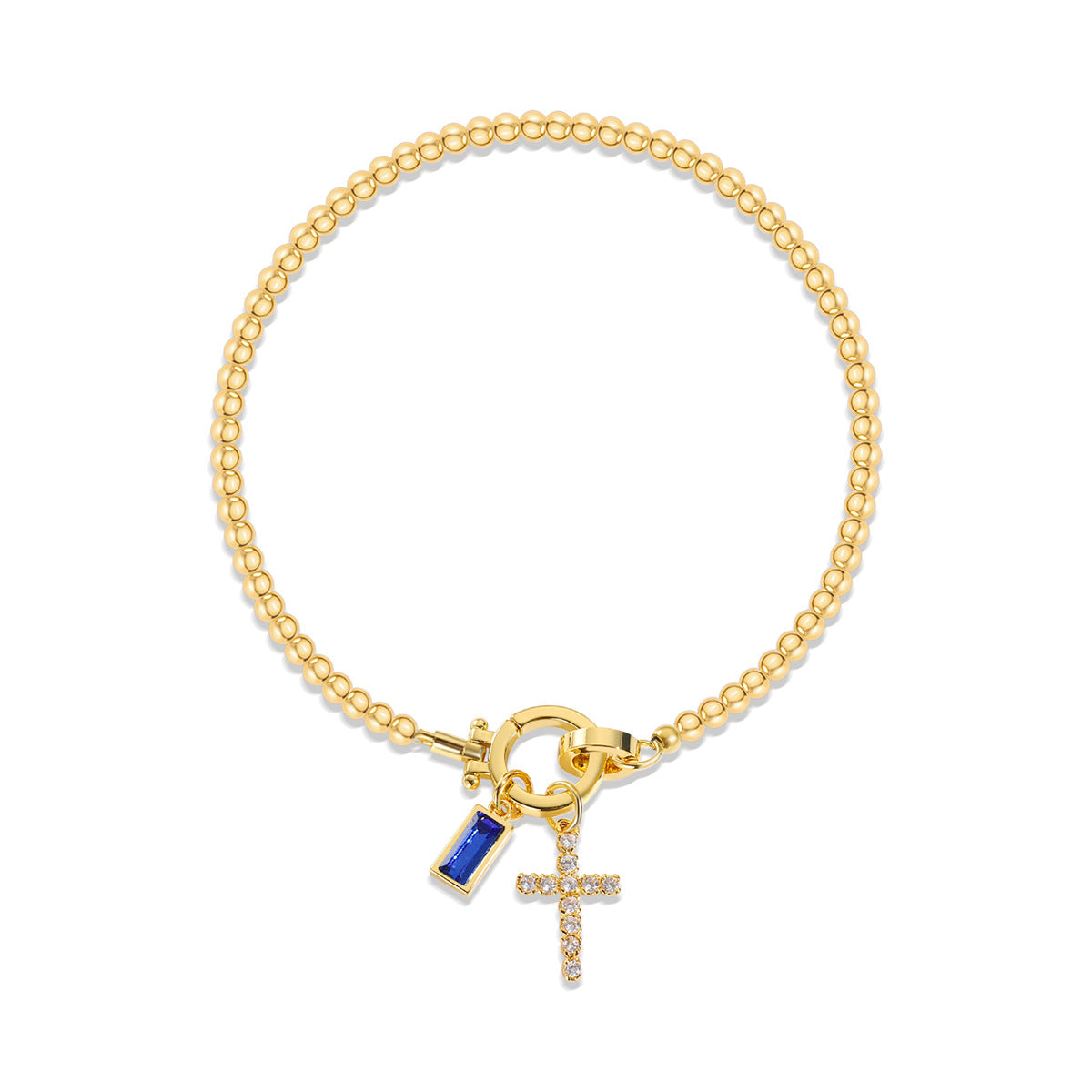 18K Gold Plated Beaded Stretch with Charm
