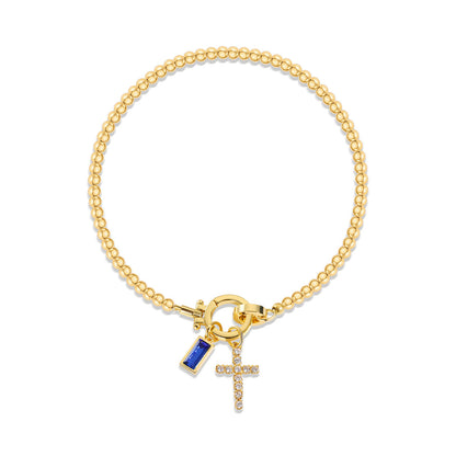 18K Gold Plated Beaded Stretch with Charm