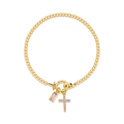 18K Gold Plated Beaded Stretch with Charm