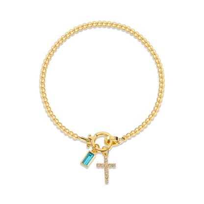 18K Gold Plated Beaded Stretch with Charm