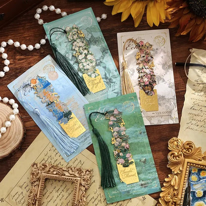 📚✨ Gold Metal Bookmark with Tassel – Van Gogh & Monet Inspired Gift for Book Lovers 🎨