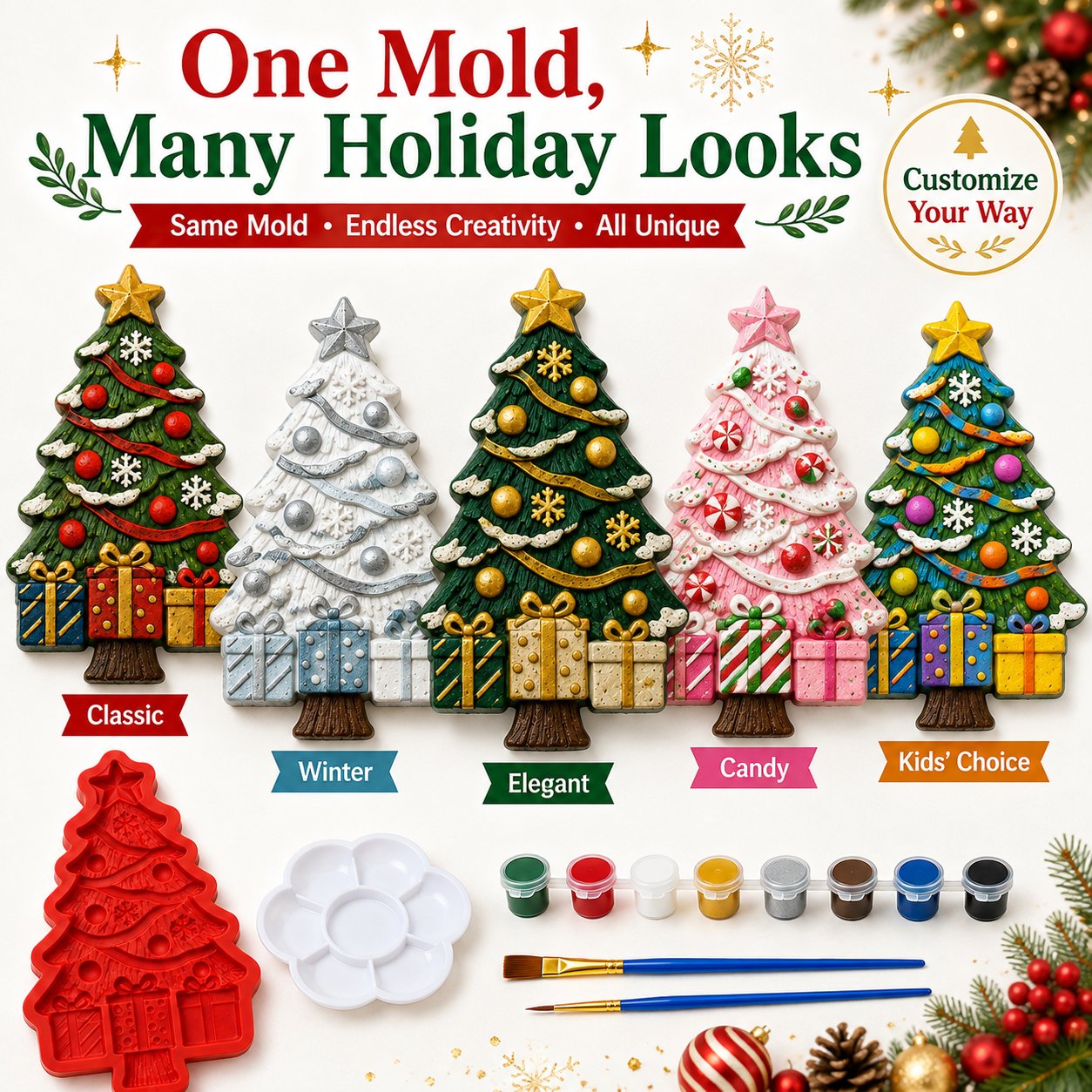 🏆 Limited-Time Promo: 49% OFF!🎖️ - 🎄 DIY Christmas Tree Mold & Paint Craft Kit