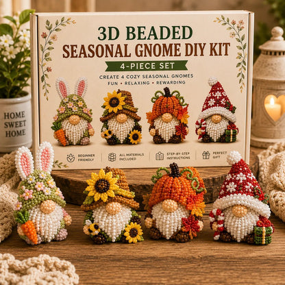 3D Beaded Gnome DIY Bead Kit – 8 Adorable Handmade Gnome Designs Craft Set