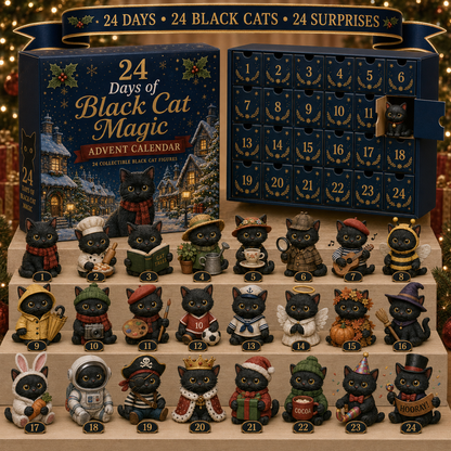 CHRISTMAS KICKOFF 49% OFF - 2026 Black Cats Blind Box - 24‑Day Festive Countdown, Black Cat Figurines Blind Box - Gift For Cat Lovers