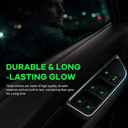 ✨💡Car Window Lift Switch Luminous Stickers - Colorful Night Glow Warning Button Decal