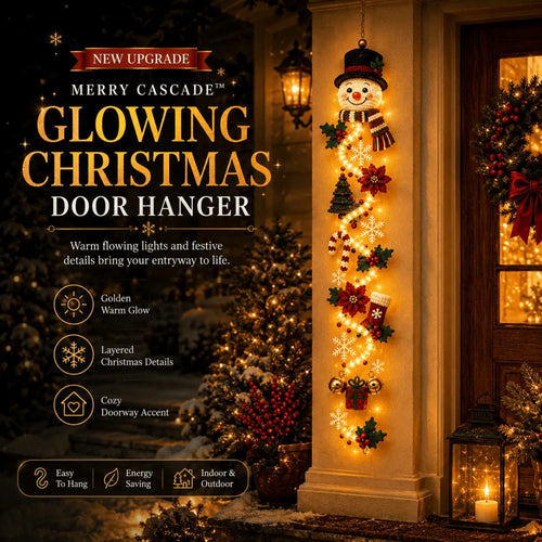 🎄Glowing Christmas Door Hanger – Light-Up Vertical Holiday Decor with Festive Designs