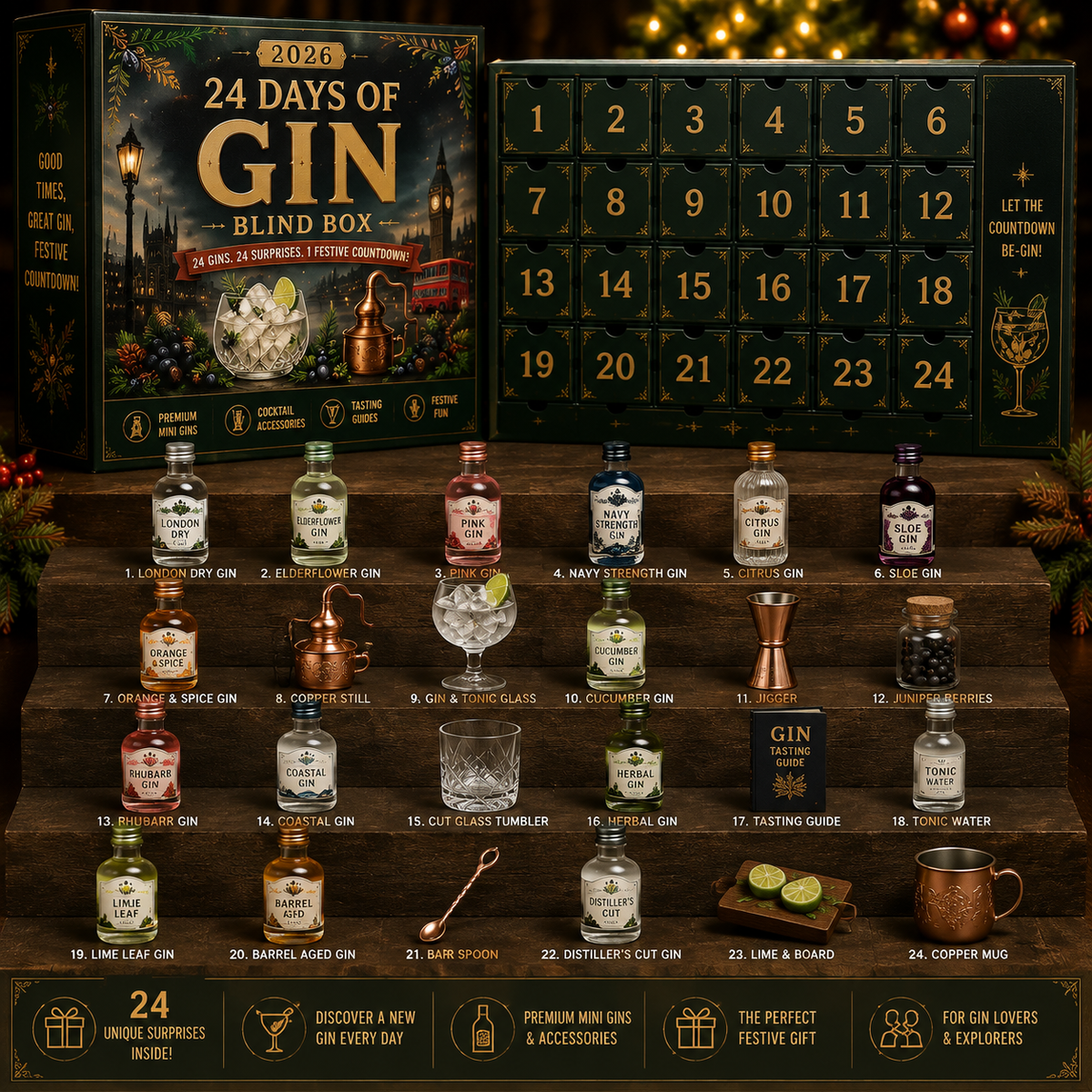 🍸 2026 Gin Discovery Advent Calendar – 24 Days of Gin Magic ✨