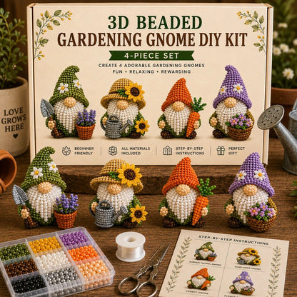 3D Beaded Gnome DIY Bead Kit – 8 Adorable Handmade Gnome Designs Craft Set