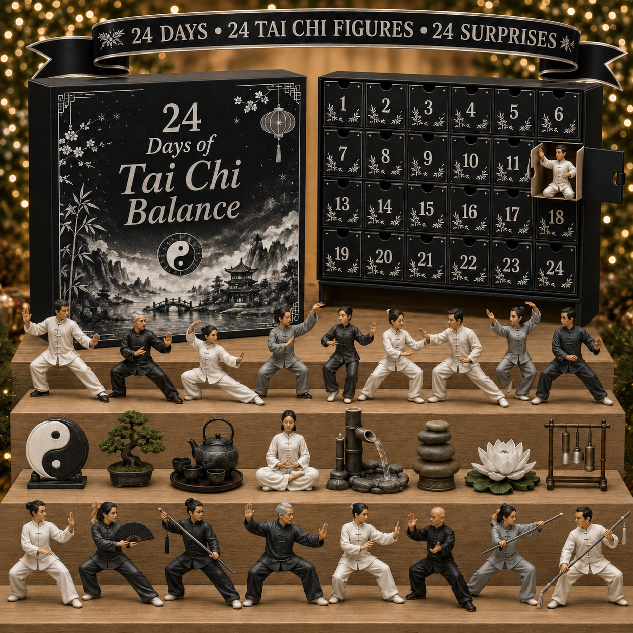 CHRISTMAS KICKOFF 49% OFF - 2026 Days of Tai Chi Balance Blind Box - 24-Day Festive Countdown, Tai Chi Collectible Figures Blind Box - Gift For Tai Chi Lovers