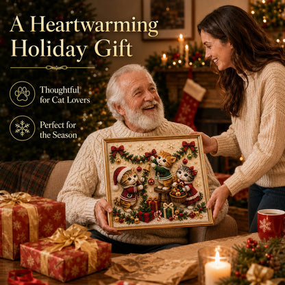 🎄🐾 LAST DAY 49% OFF – Premium 3D Pearl Christmas Kitty Art Kit | Luxury Flocked Canvas with Scratch-Resistant Non-Fading Pearl Beads DIY Holiday Decor 🎅🐱❄️