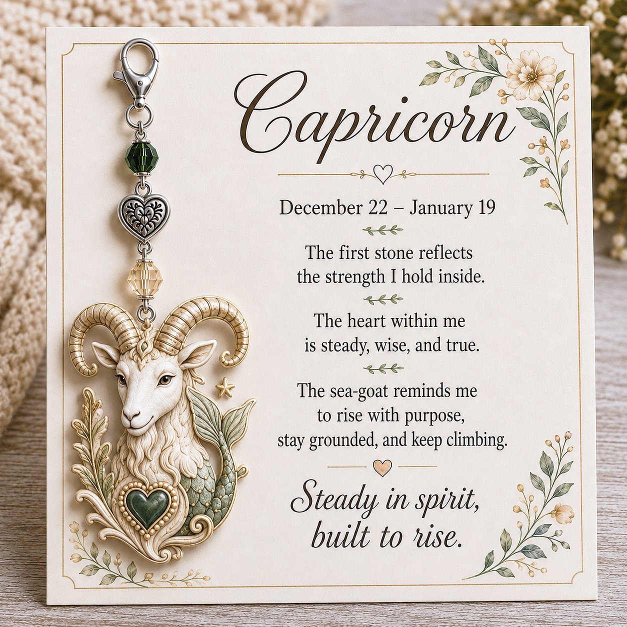 ✨ 12 Zodiac Birthstone Charm Keepsake Card