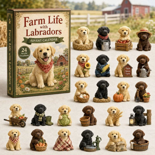 CHRISMAST KICKOFF 48% OFF - 2026 Farm Labrador Baby Blind Box - 24-Day Festive Countdown, Acrylic Charms Blind Box - Gift For Dog Lovers