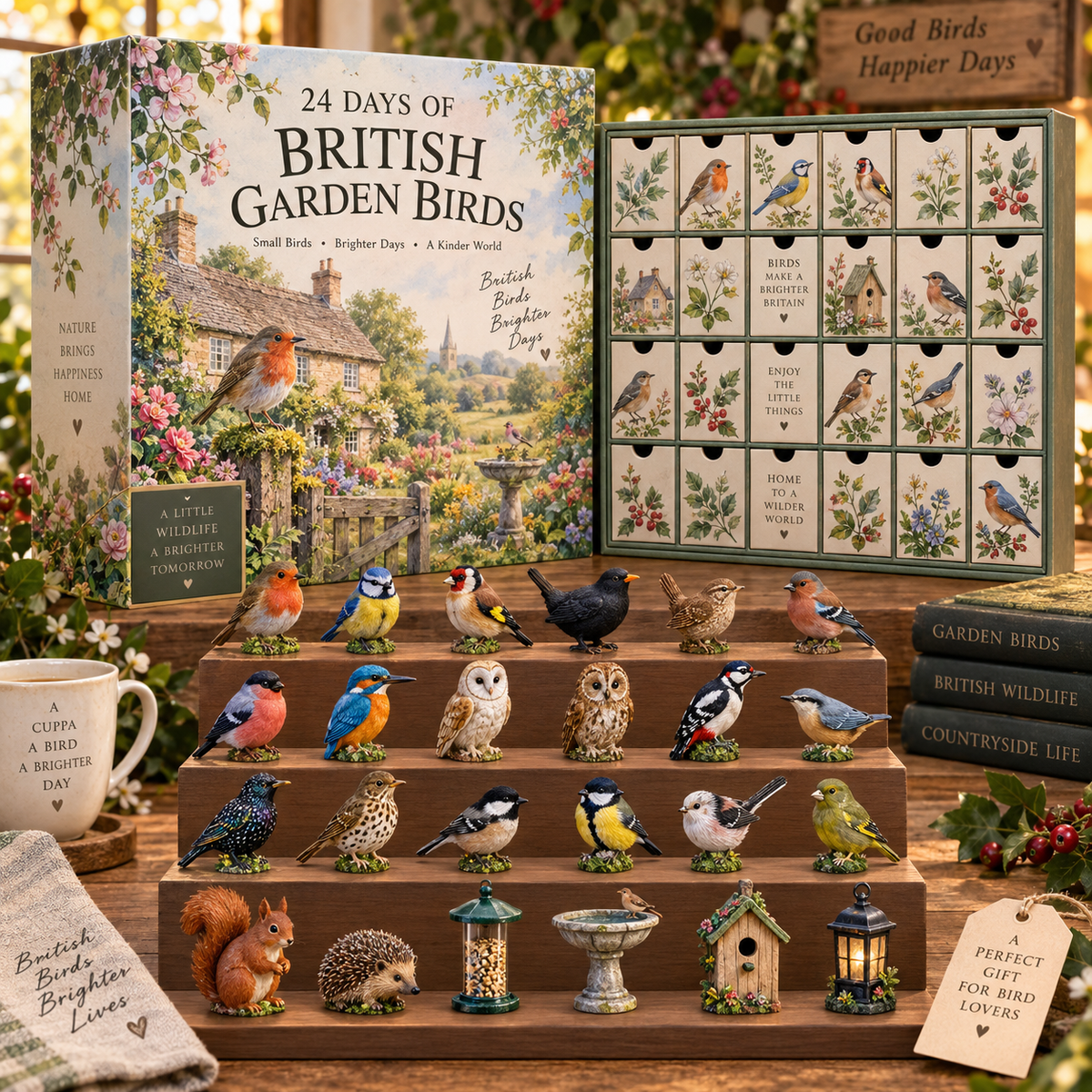 CHRISTMAS KICKOFF 49% OFF - 2026 British Garden Birds Advent Calendar - 24‑Day Festive Countdown, British Garden Wildlife Themed Collectible Miniatures Blind Box - Gift For Bird Lovers