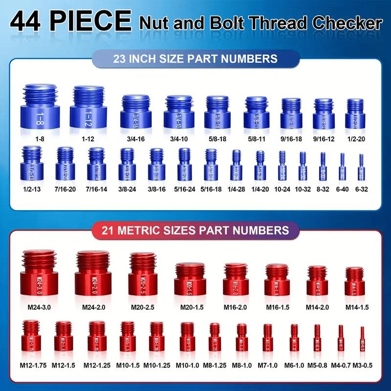 🔥44Pcs Alloy Nut and Bolt Thread Inspector Charge🔩