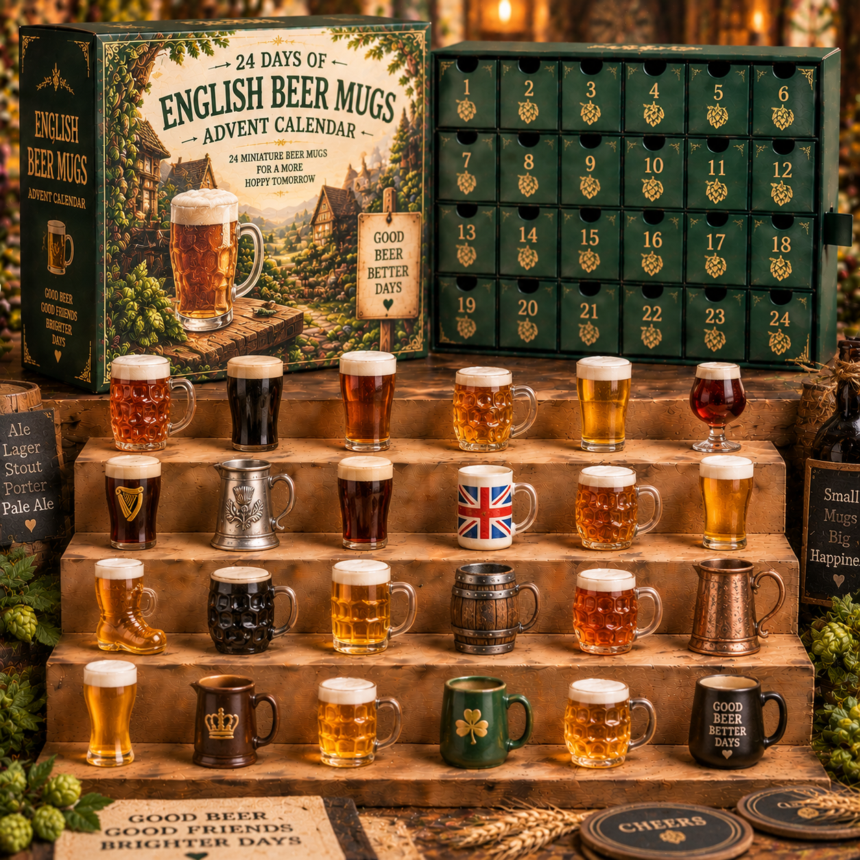 CHRISTMAS KICKOFF 49% OFF - 2026 Days of English Beer Mugs Blind Box - 24‑Day Festive Countdown, English Beer Mugs Themed Collectible Miniatures Blind Box - Gift For Beer & Pub Culture Lovers