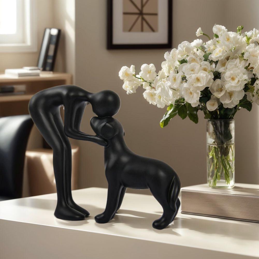 🐕🧑 Man & Dog Sculptural Art Piece – 50% OFF! Unique figurine, warm & affectionate, perfect for office, living room & bedroom. 🔥🏠