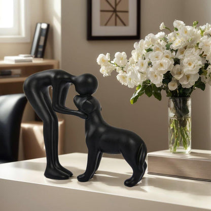 🐕🧑 Man & Dog Sculptural Art Piece – 50% OFF! Unique figurine, warm & affectionate, perfect for office, living room & bedroom. 🔥🏠
