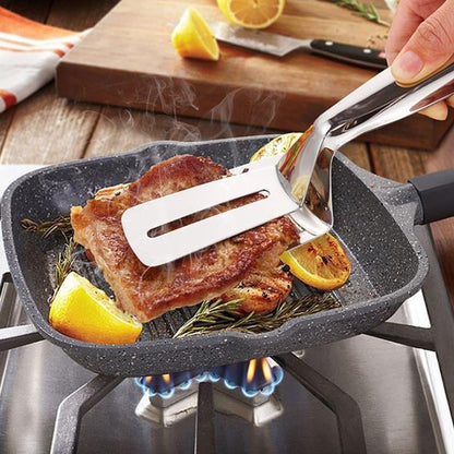 🔥 Multi-functional Stainless Steel Cooking Tongs – Tongs & Spatula All In One! 🍔✨