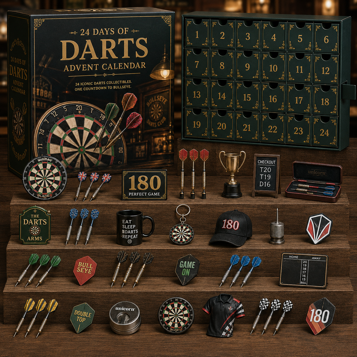 CHRISTMAS KICKOFF 49% OFF - 2026 Days of Darts Blind Box - 24‑Day Festive Countdown, Darts Themed Collectible Miniatures Blind Box - Gift For Darts & Pub Game Lovers