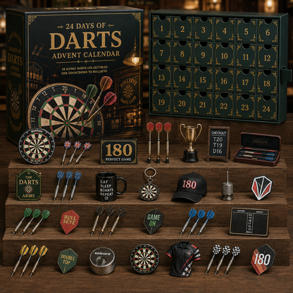 CHRISTMAS KICKOFF 49% OFF - 2026 Days of Darts Blind Box - 24‑Day Festive Countdown, Darts Themed Collectible Miniatures Blind Box - Gift For Darts & Pub Game Lovers