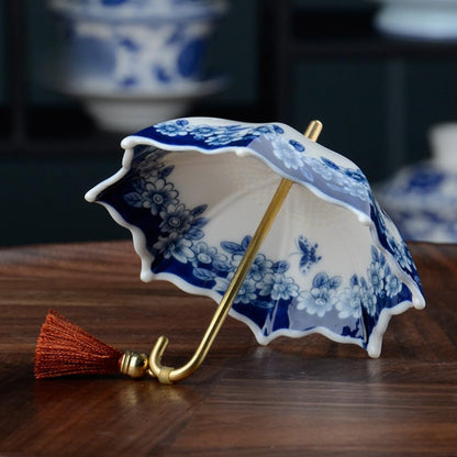 ☂️☕5 Thousand Years Blue and White Porcelain Umbrella Tea Infuser Set