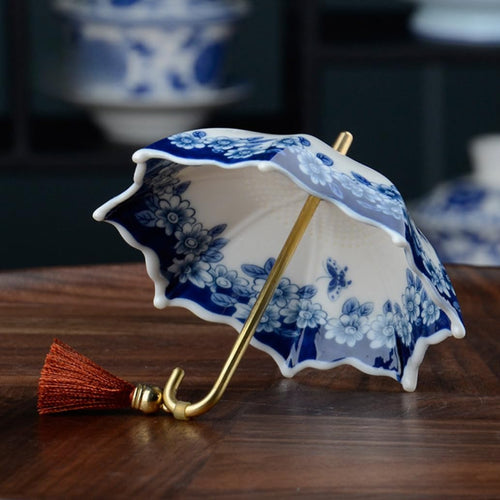 ☂️☕5 Thousand Years Blue and White Porcelain Umbrella Tea Infuser Set