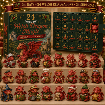 CHRISTMAS KICKOFF 49% OFF - 2026 Days of Welsh Dragon Magic Blind Box - 24-Day Festive Countdown, Welsh Red Dragon Collectible Figures Blind Box - Gift For Dragon Lovers