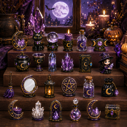 Crystal Witch Advent Calendar 2027 – 24 Days of Magical Crystal Miniatures, Mystical Witchy Collectibles & Enchanting Gifts for Fantasy Lovers, Acrylic Charms Blind Box